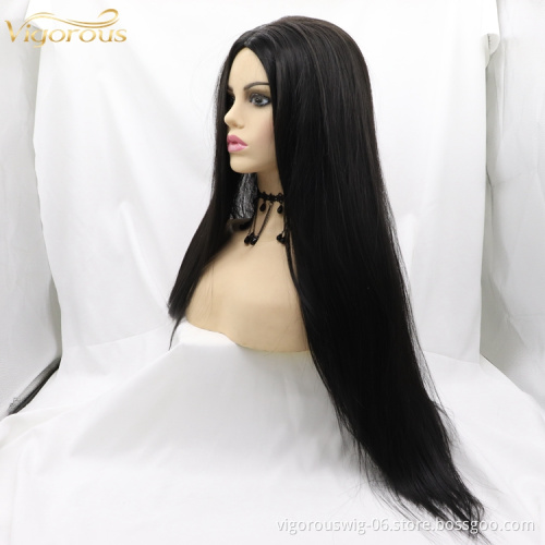 Vigorous best vendors black straight wave long coloured cuticle aligned wigs futura heat resistant synthetic hair for women